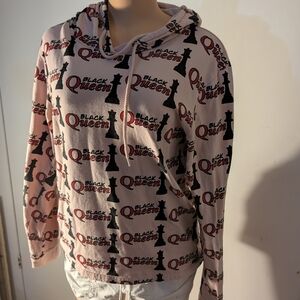 On fire Black & Pink Chess Queen Hoodie Size XL